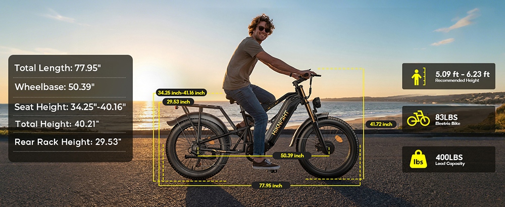 HIKNIGHT H6 PRO Electric Bike 4000W Peak Dual Motors 52V 20Ah Removable Battery 145km Range 64km/h Max Speed 200N·m Torqu