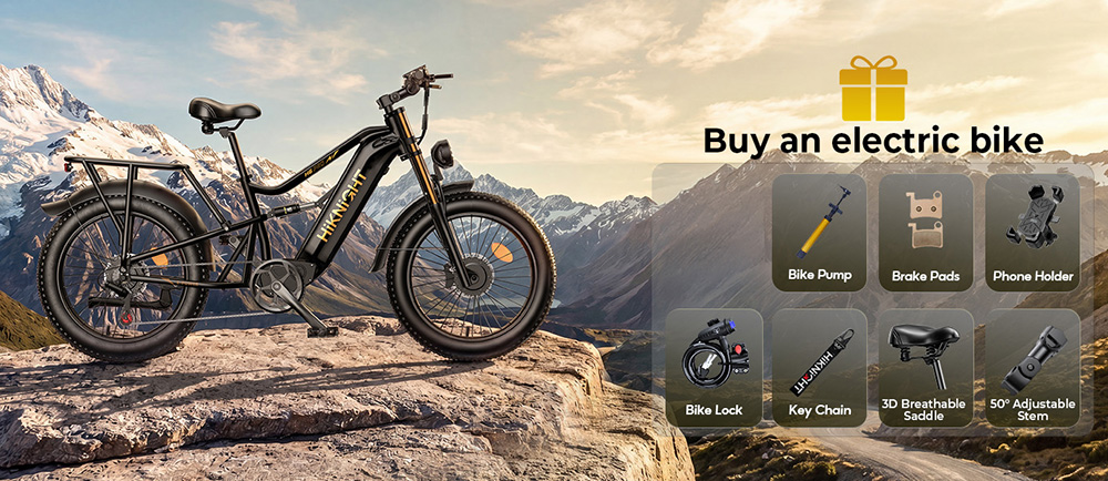 HIKNIGHT H6 PRO Electric Bike 4000W Peak Dual Motors 52V 20Ah Removable Battery 145km Range 64km/h Max Speed 200N·m Torqu