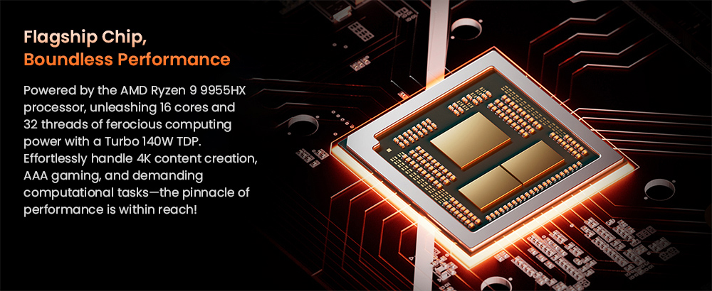 AOOSTAR TA95X3D Desktop PC Motherboard AMD Ryzen 9 9955HX3D 16-Core 32-Thread Up to 5 4GHz 128MB L3 Cache DDR5-5600 EXPO