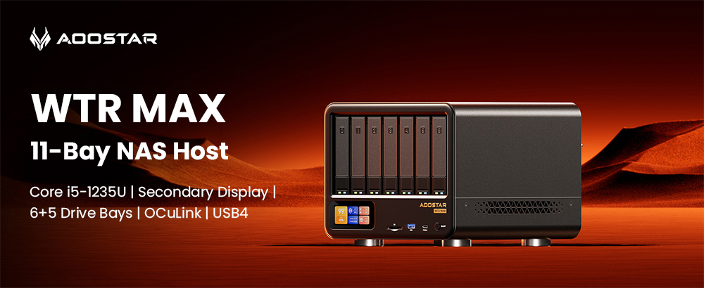AOOSTAR WTR MAX NAS Mini PC Barebone No RAM No SSD Intel Core i5-1235U 10 Core Max 4 4GHz 11-Bay Storage 6×3 5