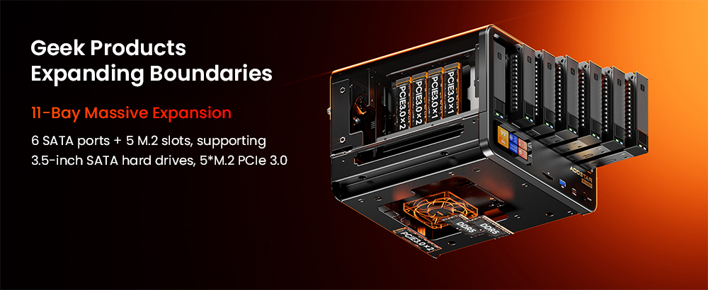 AOOSTAR WTR MAX NAS Mini PC Barebone No RAM No SSD Intel Core i5-1235U 10 Core Max 4 4GHz 11-Bay Storage 6×3 5