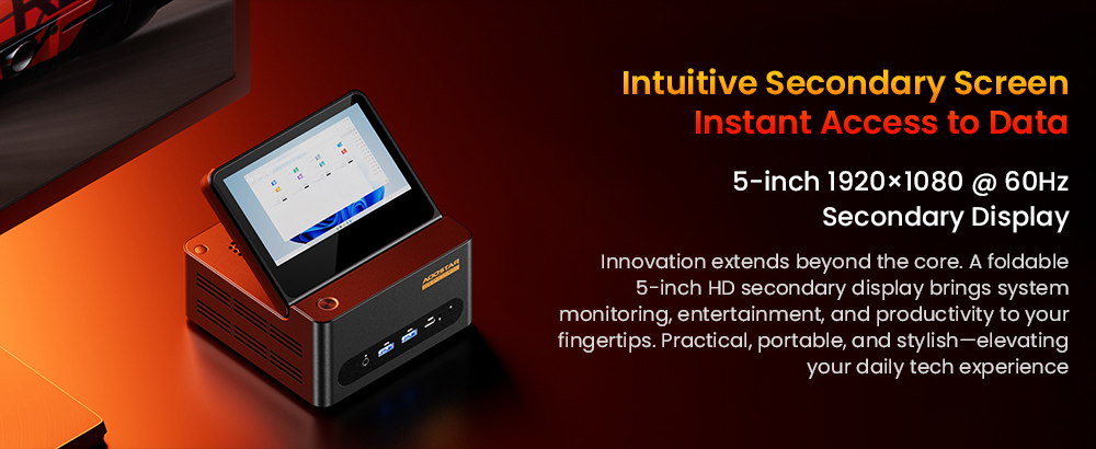 AOOSTAR G-FLIP Mini PC Barebone No RAM No SSD AMD Ryzen 7 H255 8 Core Max 4 9GHz Radeon 780M Graphics Dual DDR5-5600 Dua