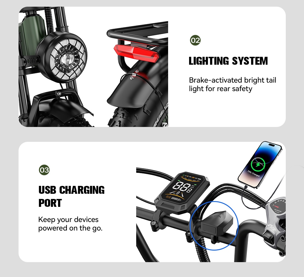 APEFOX RH20 Electric Bike Dual 750W Hub Motors 48V 22 5Ah Lithium Battery 50km/h Max Speed 100km Range 20×4 0