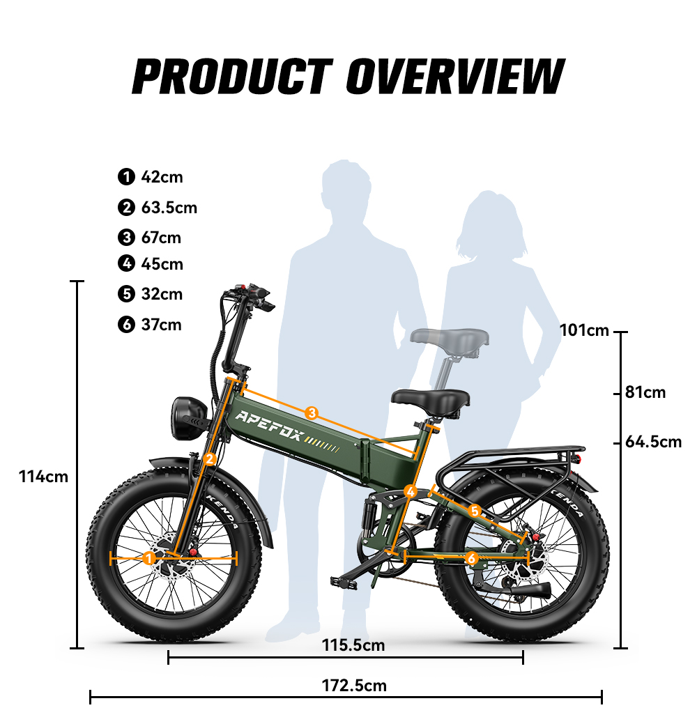 APEFOX RH20 Electric Bike Dual 750W Hub Motors 48V 22 5Ah Lithium Battery 50km/h Max Speed 100km Range 20×4 0