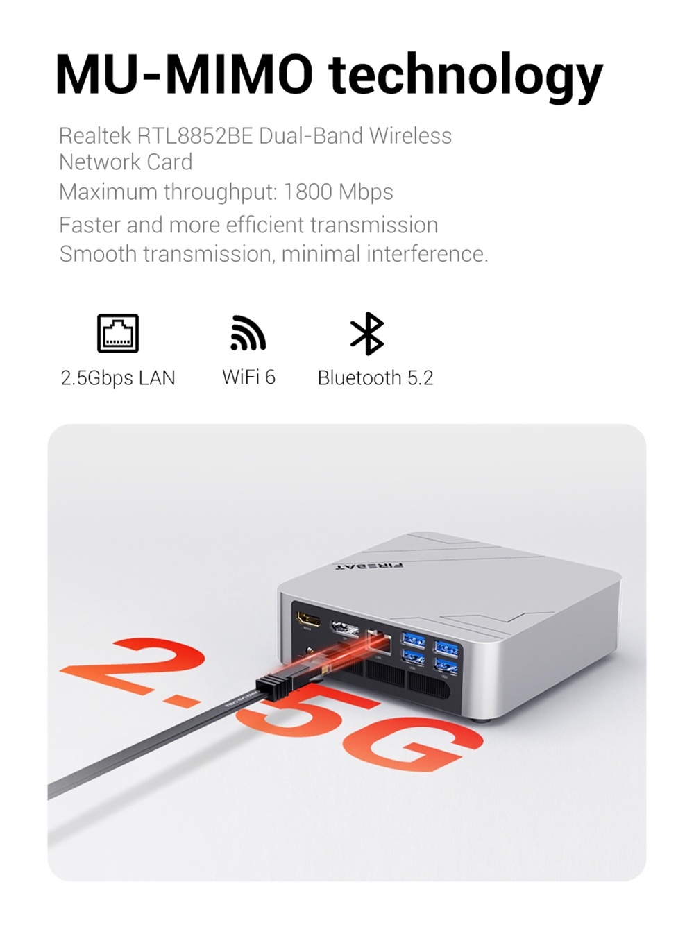 FIREBAT F1 Mini PC  AMD Ryzen 5 7640HS  6 Cores 12 Threads Up to 5 0GHz  AMD Radeon 760M Graphics  24GB LPDDR5 RAM  512GB SSD