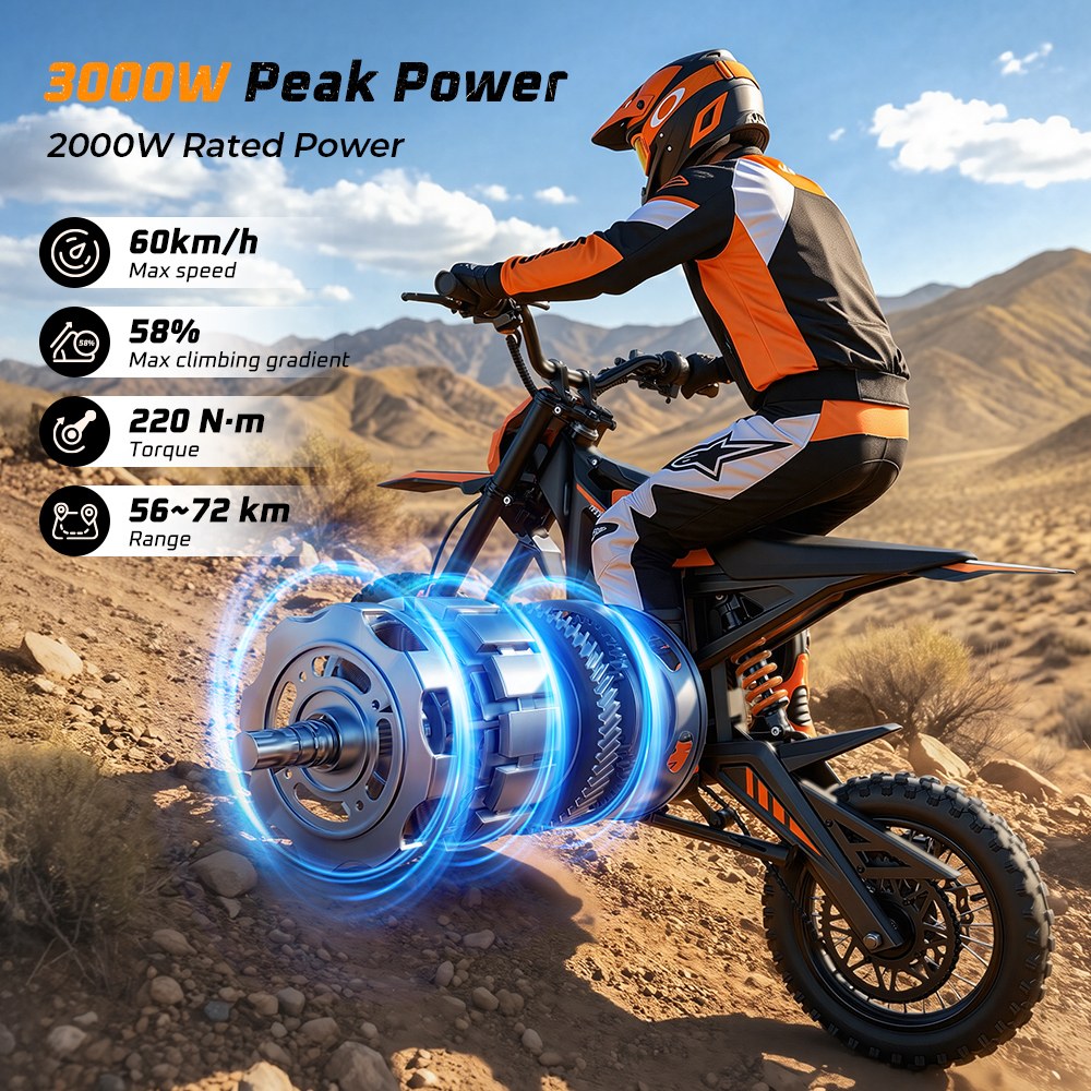 MT2 Electric Motorcycle 3000W Peak Motor 48V 22 5Ah Removable Battery 220N·m Torque 60km/h Max Speed Up to 72km Range 58
