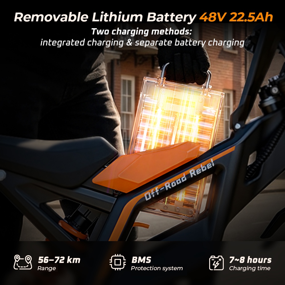 MT2 Electric Motorcycle 3000W Peak Motor 48V 22 5Ah Removable Battery 220N·m Torque 60km/h Max Speed Up to 72km Range 58