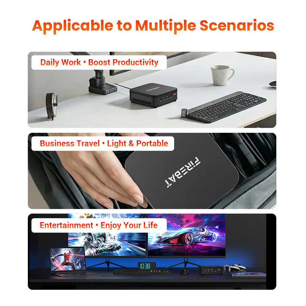 FIREBAT R3 Mini PC AMD Ryzen 5 7430U 6 Cores 12 Threads Up to 4 3GHz 16GB LPDDR4 RAM 512GB SSD AMD Radeon Graphics Dual M 2