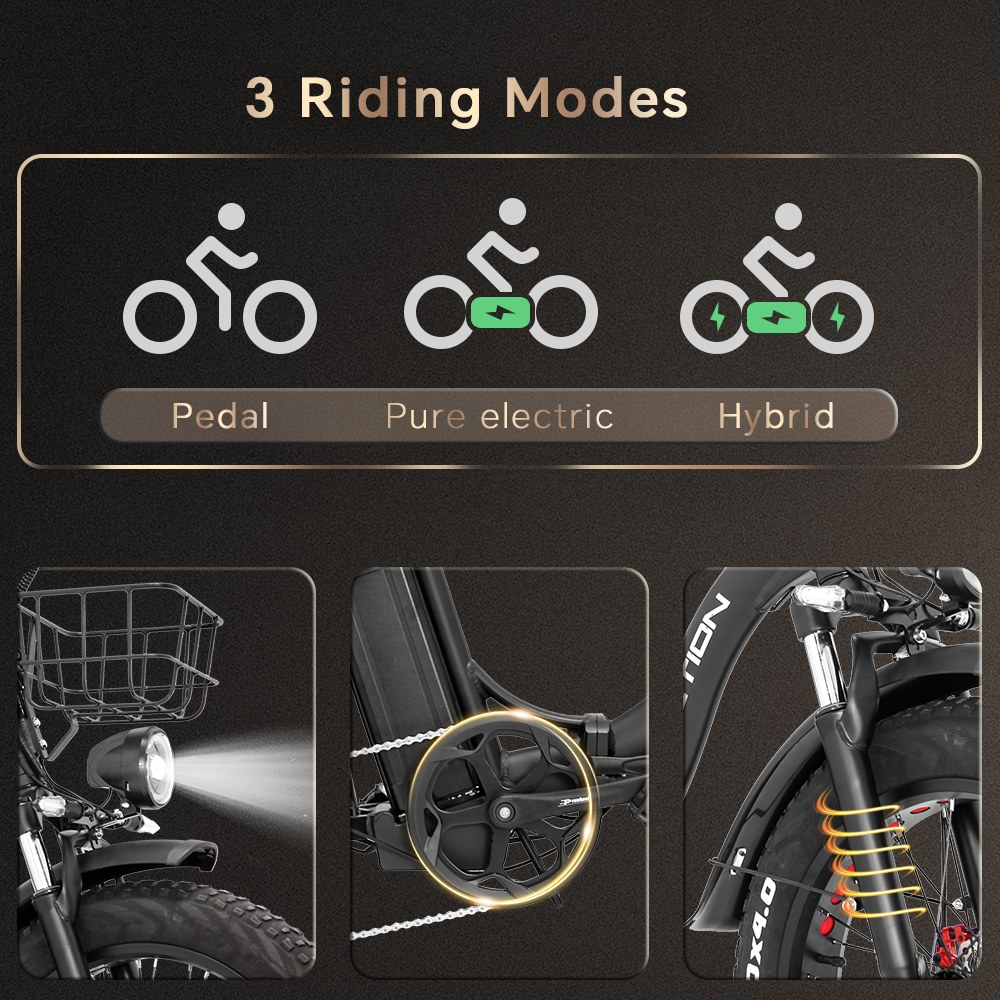 DRVETION CT20 Pro Foldable Electric Bike 750W Motor 48V 20Ah Samsung Battery 25km/h Unlocked 80km Range 20×4 0