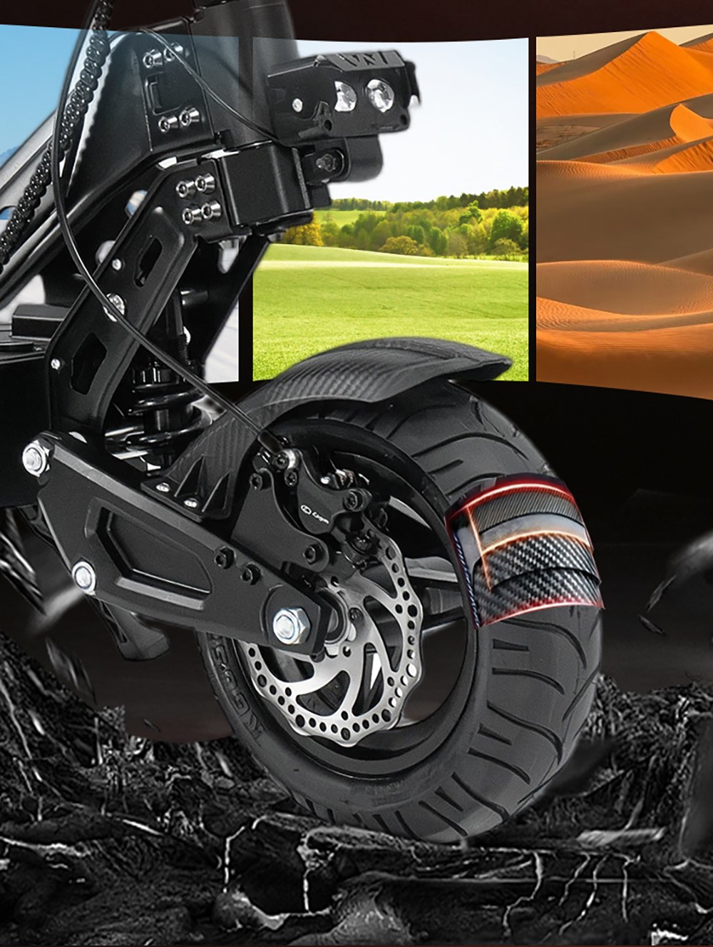 BOYUEDA G2 Electric Scooter 1600W Motor 55km/h Max Speed 52V 19Ah Battery 60–70km Range 10-Inch Off-Road Tires Front