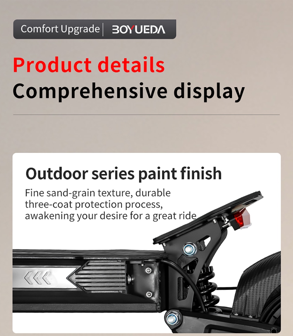 BOYUEDA G2 Electric Scooter 1600W Motor 55km/h Max Speed 52V 19Ah Battery 60–70km Range 10-Inch Off-Road Tires Front