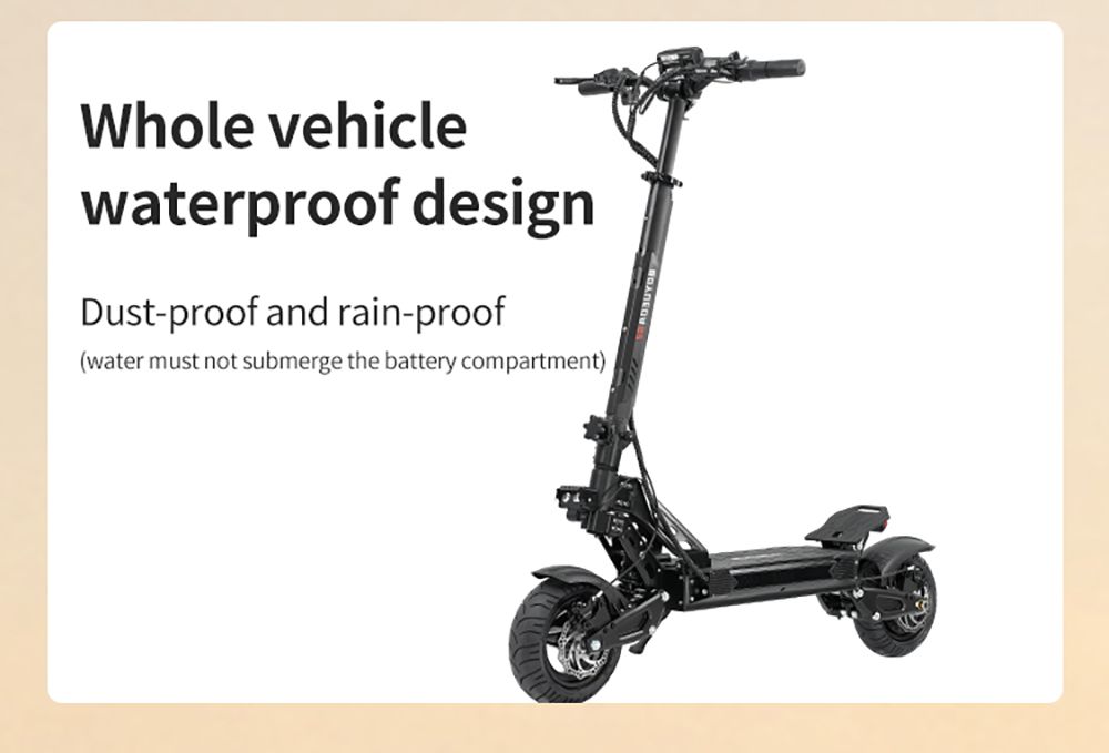 BOYUEDA G2 Electric Scooter 1600W Motor 55km/h Max Speed 52V 19Ah Battery 60–70km Range 10-Inch Off-Road Tires Front