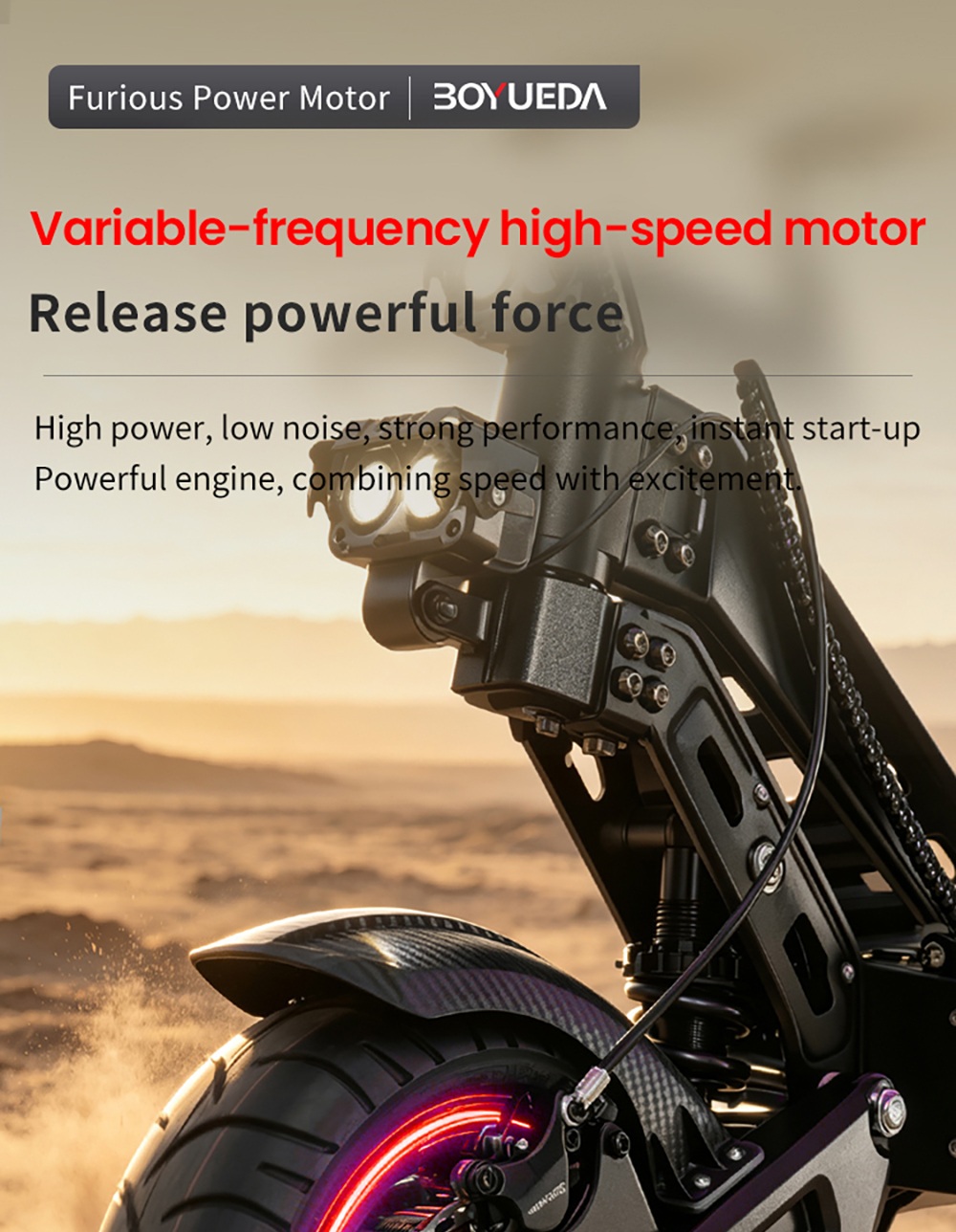 BOYUEDA G2 Electric Scooter 1600W Motor 55km/h Max Speed 52V 19Ah Battery 60–70km Range 10-Inch Off-Road Tires Front