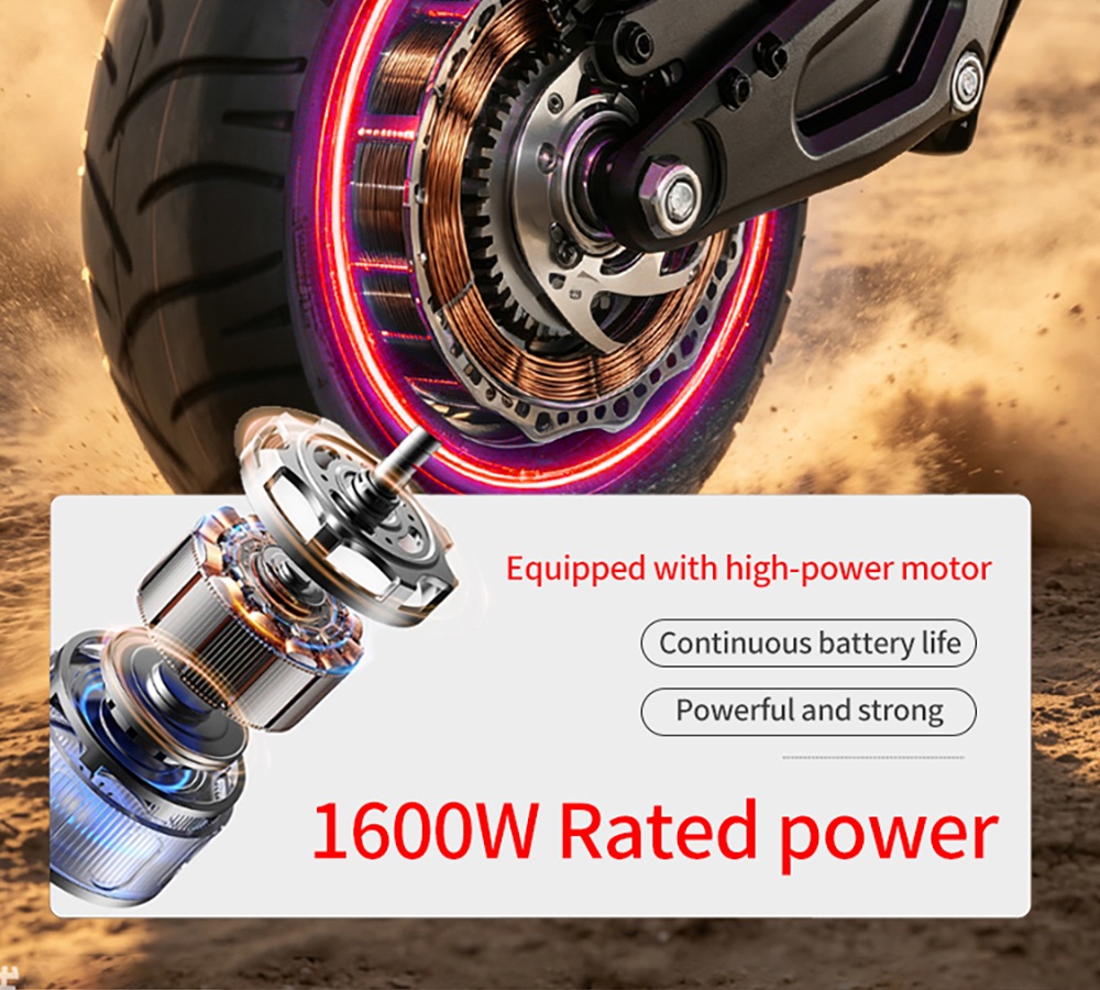 BOYUEDA G2 Electric Scooter 1600W Motor 55km/h Max Speed 52V 19Ah Battery 60–70km Range 10-Inch Off-Road Tires Front