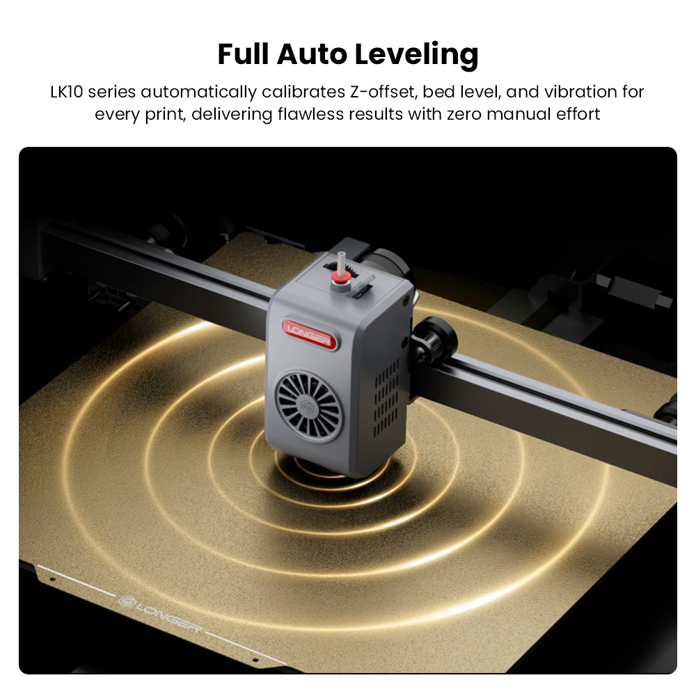 LONGER LK10 3D Printer  500mm/s Print Speed  0 1mm Accuracy  225×225×265mm Build Volume  Full Auto Leveling  4 3-inch Touchsc