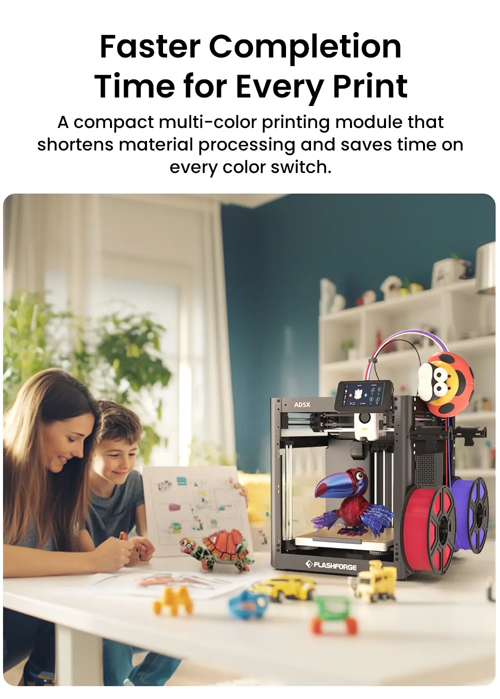 Flashforge AD5X 3D Printer Smart Multi-Color Printing 600mm/s Max Speed 220*220*220mm - EU Plug