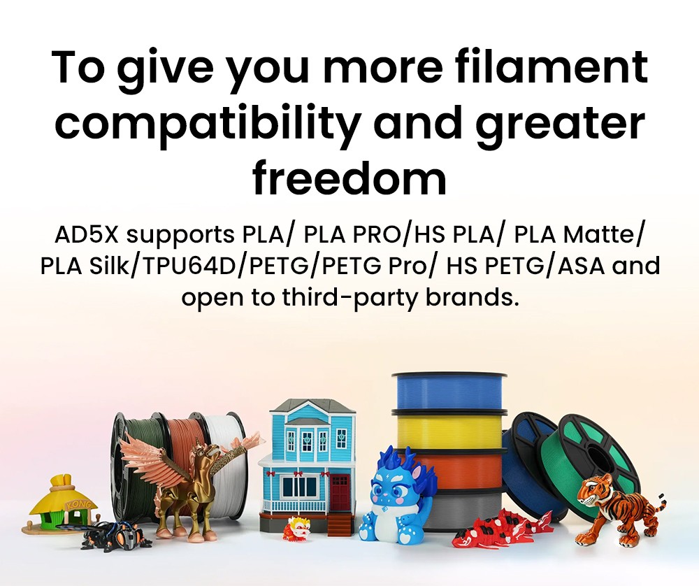 Flashforge AD5X 3D Printer Smart Multi-Color Printing 600mm/s Max Speed 220*220*220mm - EU Plug