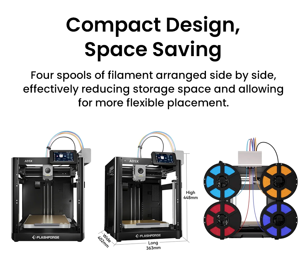 Flashforge AD5X 3D Printer Smart Multi-Color Printing 600mm/s Max Speed 220*220*220mm - EU Plug