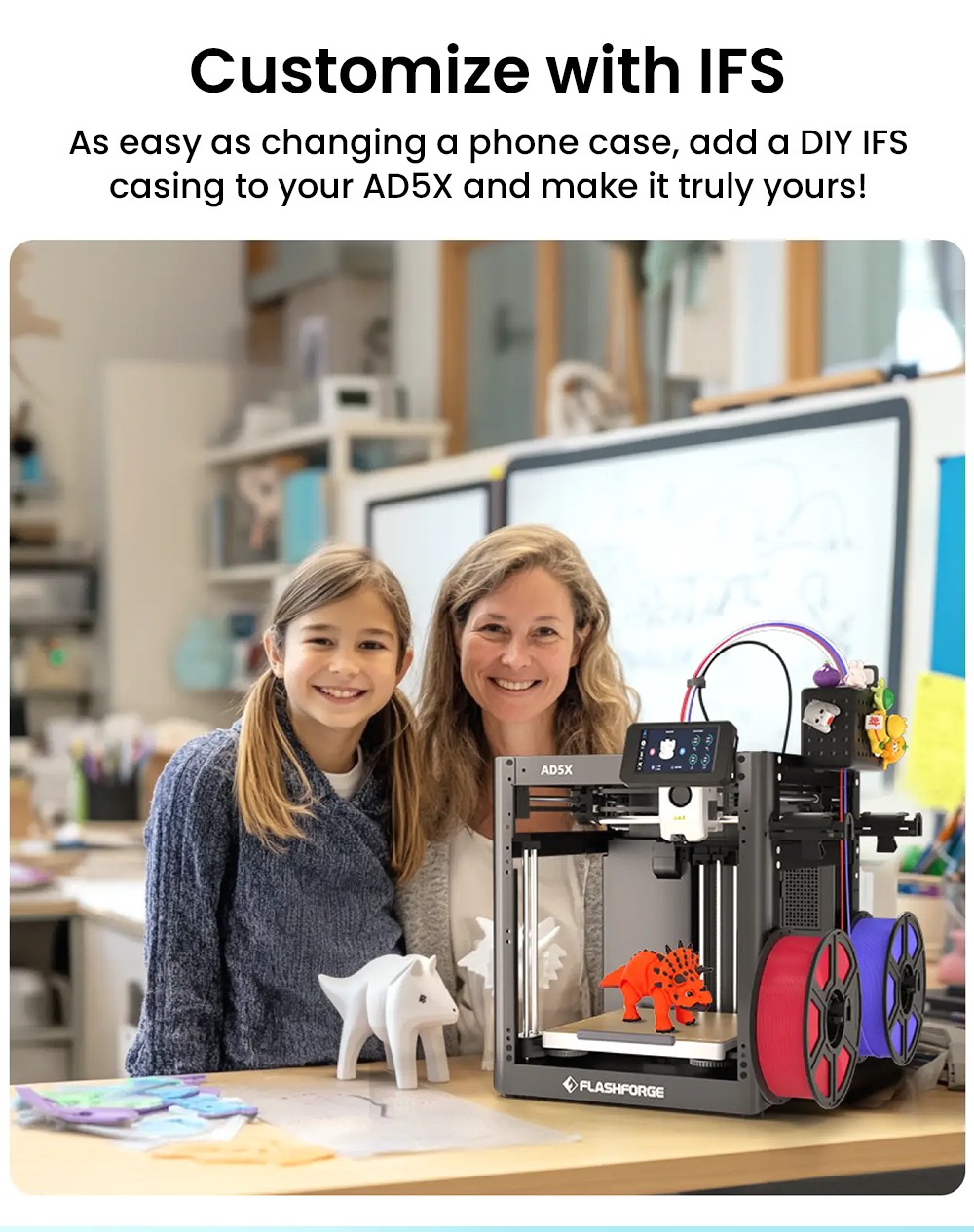 Flashforge AD5X 3D Printer Smart Multi-Color Printing 600mm/s Max Speed 220*220*220mm - EU Plug