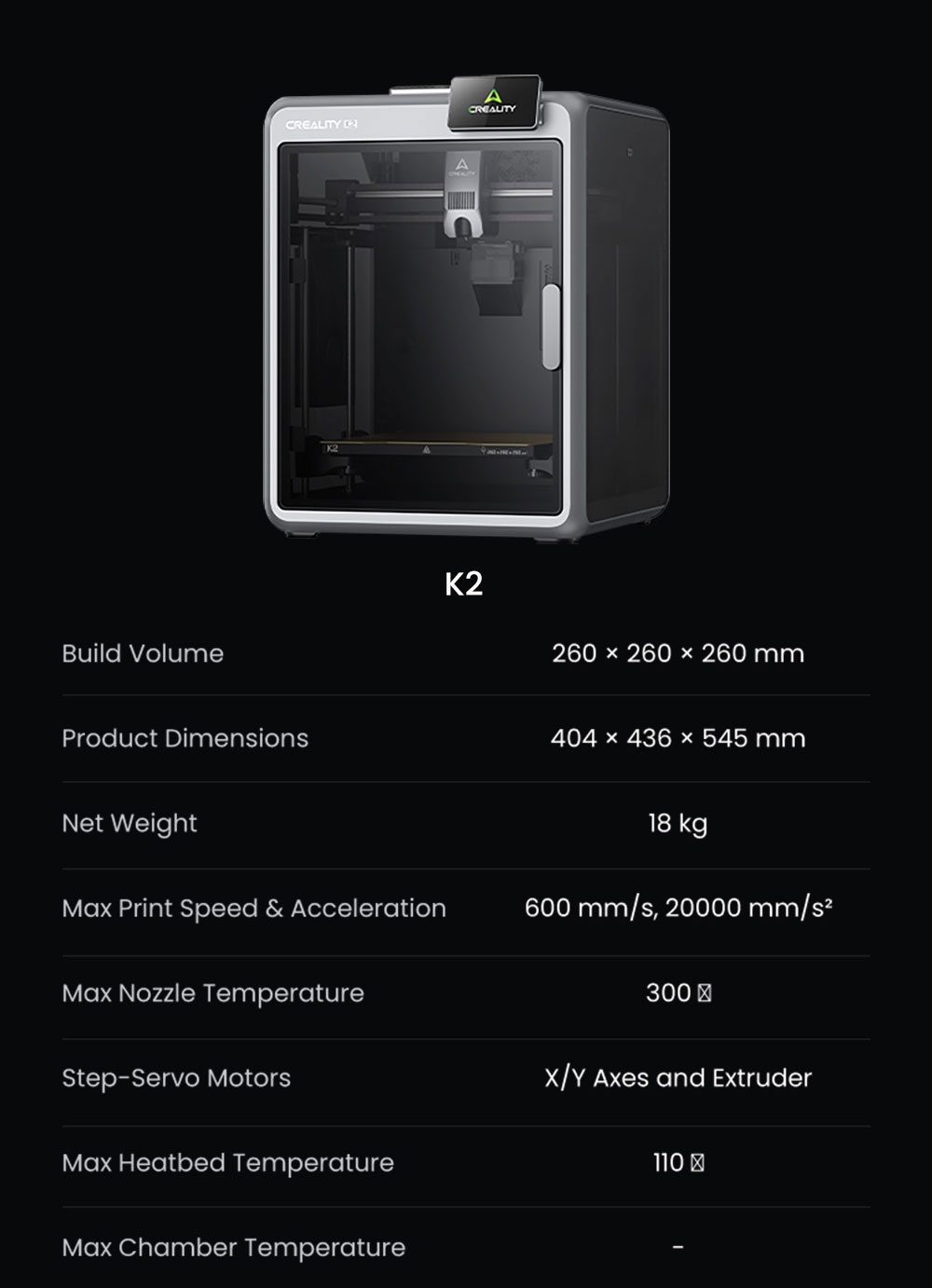 Creality K2 Combo 3D Printer CFS System 260*260*260mm