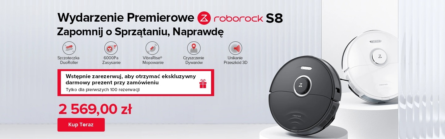 Roborock S8 jest już w sprzedaży! Do 6000Pa ekstremalnego ssania i z konstrukcją szczotki DuoRoller!